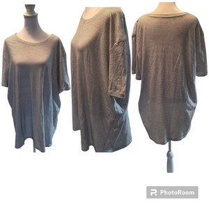 Public Opinion Black & White Striped Short Sleeve Round Neck Womens Tee Size XXL